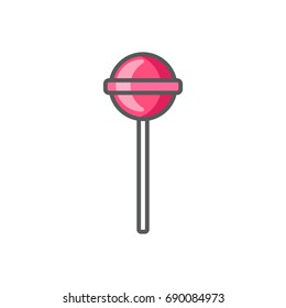 Lollipop flat line icon.