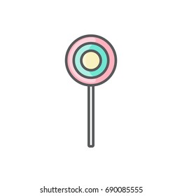 Lollipop flat line icon.