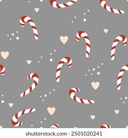 Lollipop in flat style seamless pattern. Vector Background Christmas candy for x-mas designs of wrapping paper, covers, fabric, textiles. greeting cards. Concept of Christmas and New Year