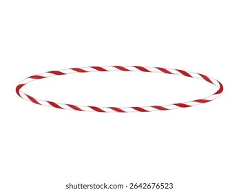 Vetor de moldura de pirulito com design listrado vermelho e branco. Forma geométrica decorativa. Para cartões, design de férias e decoração de Natal. Ilustração isolada. Estilo de desenho animado.