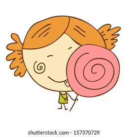 lollipop girl holding carton vector sketch cute a girl holding a lollipop lollipop girl holding carton vector sketch cute female isolated hilarious woman human funny single teen modern person baby lad