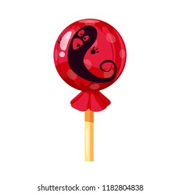 Lollipop Halloween, candy, Ghost icon, caramel. Vector, isolated, cartoon style