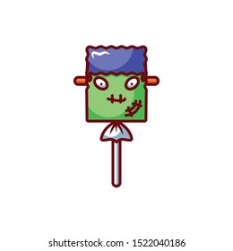 lollipop with halloween decoration on white background vector illustration design