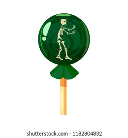 Lollipop Halloween, hard candy, Sceleton icon, caramel. Vector, isolated, cartoon style