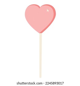 Lollipop Heart Candy Valentine's Day. Vector stock illustration. groovy hippie 60s 70s retro style. Isolated on a white background.