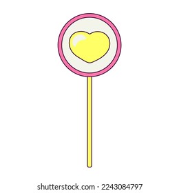 Lollipop with Heart in the Center Isolated Element for Day of Valentine