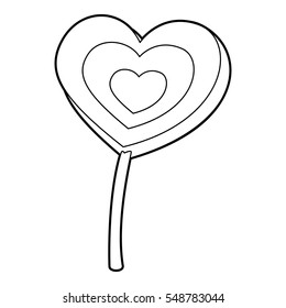 Lollipop heart icon. Outline illustration of lollipop heart vector icon for web