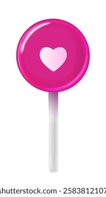 Lollipop with Heart on white background. Valentines day