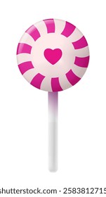 Lollipop with Heart on white background. Valentines day