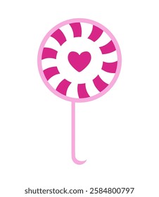 Lollipop with Heart on white background. Valentines day