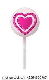 Lollipop with Heart on white background. Valentines day