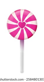 Lollipop with Heart on white background. Valentines day