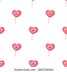 Lollipop heart pattern seamless background texture repeat wallpaper geometric vector