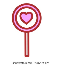 Lollipop with heart. Valentines day icon. Vector illustration