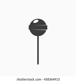 Lollipop Icon black. Sweet food sugar candy dessert.