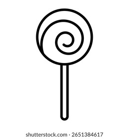 Lollipop icon Black and white outline flat sign vector