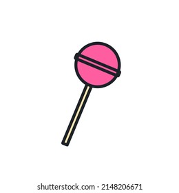 Lollipop icon. Candies and sweets isolated line color icons