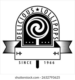 Ícone de pirulito, pirulito, ilustração de arte do vetor do ícone do doce da comida