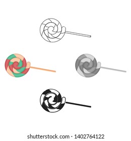 Lollipop icon in cartoon,black style isolated on white background. Circus symbol stock vector illustration.