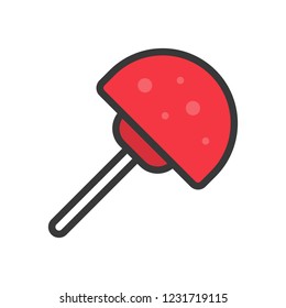 lollipop icon. flat design editable outline, xmas food