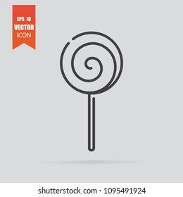 Lollipop icon in flat style isolated on grey background. For your design, logo. Vector illustration.