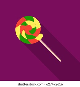 Lollipop icon in flat style isolated on white background. Circus symbol stock vector illustration.