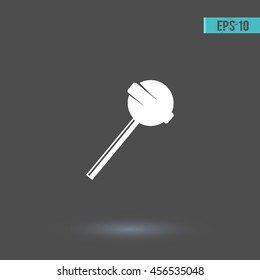 Lollipop icon. Graphic symbol web design, logo. White glyph on a gray background. Isolated sign.