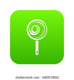 Lollipop icon green vector isolated on white background