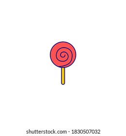 Lollipop icon. Halloween icon. Simple, flat, outline, color. Filled color icon.