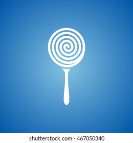 Lollipop Icon on blue color. 