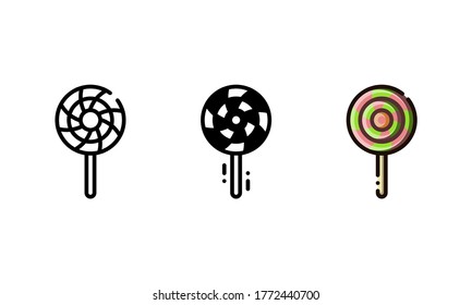 Lollipop icon. With outline, glyph, and filled outline style