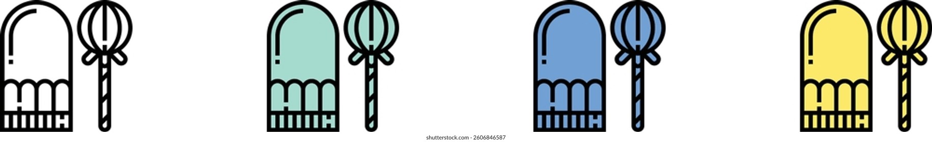 lollipop icon. Outline, Green, Blue and Yellow Style Design Isolated On White Background