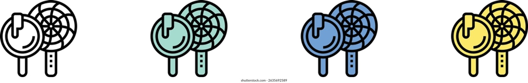 lollipop icon. Outline, Green, Blue and Yellow Style Design Isolated On White Background