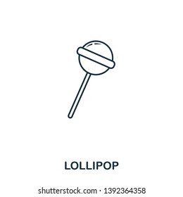 Lollipop icon outline style. Creative thin design from baby things icon collection. Pixel perfect simple lollipop icon. Web design, apps, software, print usage.