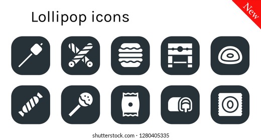  lollipop icon set. 10 filled lollipop icons. Simple modern icons about  - Marshmallow, Liquorice, Macaron, Pillory, Gummy, Candy, Lollipop, Snack, Snack cake