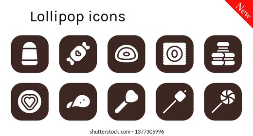 lollipop icon set. 10 filled lollipop icons.  Simple modern icons about  - Candy, Gummy, Macaron, Snack, Lollipop, Marshmallow