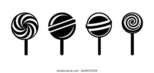 Lollipop Icon Set Cute Candy Pop Vector Collection for Sweet Shop, Kids Graphics, and Food Branding	