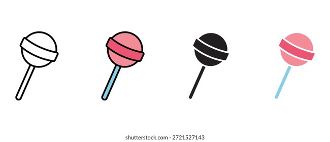 Conjunto de iconos de piruleta sobre fondo blanco. golosinas azucaradas, deliciosas, sabrosas, dulces, Vector de postre. Ilustración vectorial.