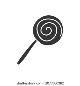 Lollipop Icon Silhouette Illustration. Candy Vector Graphic Pictogram Symbol Clip Art. Doodle Sketch Black Sign.