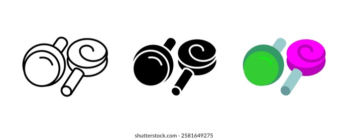 Icono de piruleta. Dulce Ilustración vectorial de caramelo. Símbolo de golosina de remolino de azúcar. Signo de confitería redondo duro. Concepto colorido del bocado de la infancia. Gráfico de postre espiral brillante.