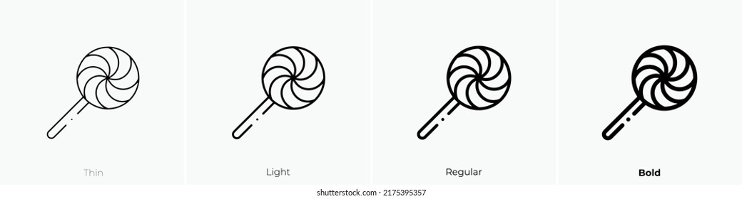lollipop icon. Thin, Light Regular And Bold style design isolated on white background