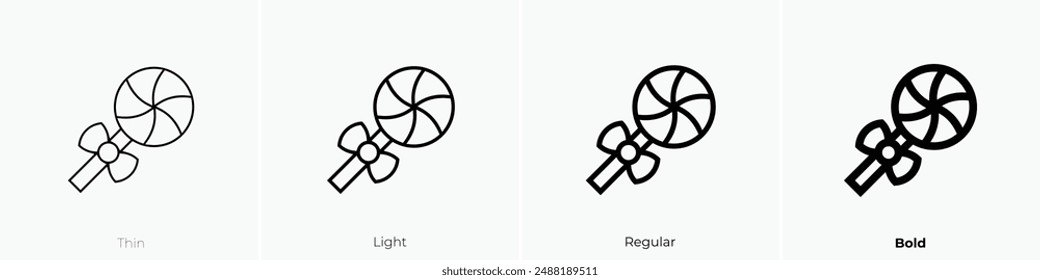 Lutscher-Symbol. Dünnes, leichtes Regular- und Bold-Design isoliert auf weißem Hintergrund