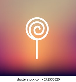 Lollipop icon thin line for web and mobile, modern minimalistic flat design. Vector white icon on gradient mesh background.