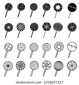 Lollipop icon vector set. Candy illustration sign collection. Sweets symbol or logo.