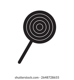 Lollipop icon vector silhouette with colorful circle round swirl shape floral design isolated on white background illustration