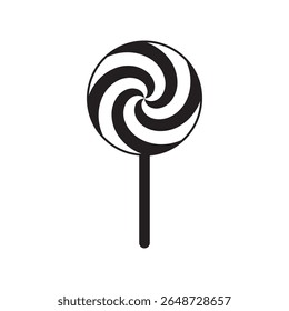 Lollipop icon vector silhouette with colorful circle round swirl shape floral design isolated on white background illustration