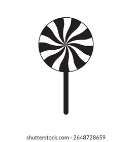 Lollipop icon vector silhouette with colorful circle round swirl shape floral design isolated on white background illustration