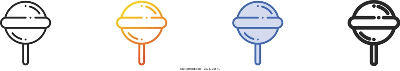lollipop icon.Thin Linear, Farbverlauf, blauer Strich und fett Stildesign einzeln auf weißem Hintergrund
