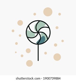 Lollipop illustration, three-color icon. Celebration, children, nutrition concept for branding, website elements, logo