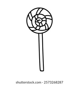 Lollipop isolated on a white background. Hand-drawn vector illustration in doodle style. Perfect for decorations, logo, Halloween designs.